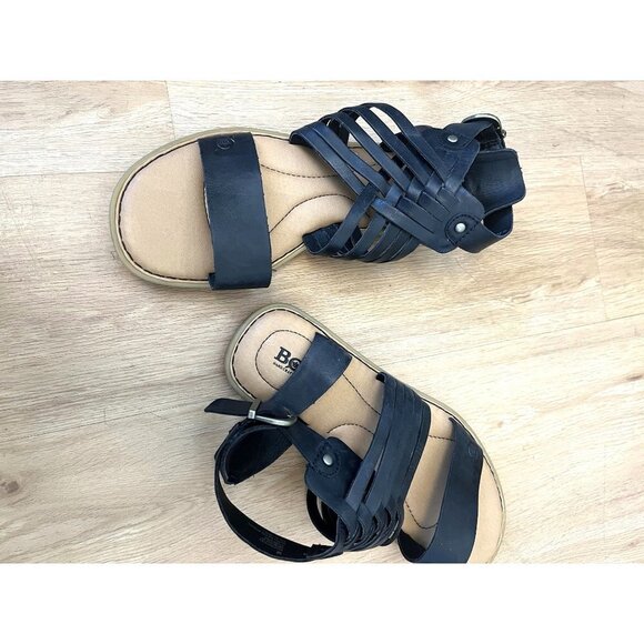 NWOB Born Black Leather Gladiator Sandals 8 - Picture 5 of 12